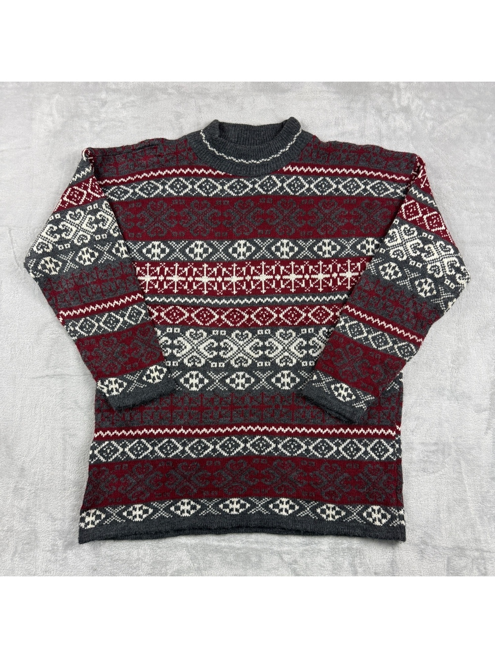 Vintage Spunky Fair Isle Nordic Sweater M Made in USA Acrylic Ski Lodge Folk 90s